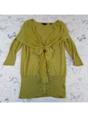 EUC Ted Baker London pure Silk knit top sheer drape worn front / back sz 3 us M